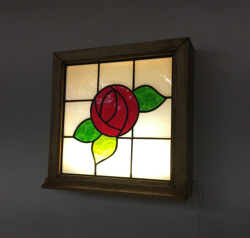 ステンドグラスのライトボックス【バラ】 | ステンドグラス工房オクノシオ