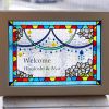 ステンドグラスのウェルカムボード【花】